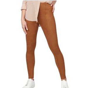 SPANX Faux-Suede Leggings in Caramel Brown Tan (Plus Size, Size 2X)